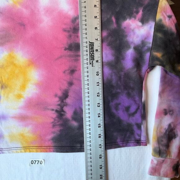 FOREVER 21 Women’s Long Sleeve Crop Sweatshirt size S, Tie Dye Purple & Pink - Picture 3 of 6